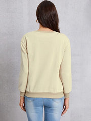 Round Neck Dropped Shoulder Sweatshirt - Trendsi