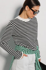 Striped Round Neck Long Sleeve Sweater