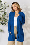 Basic Bae Full Size Ribbed Open Front Cardigan with Pockets - Trendsi