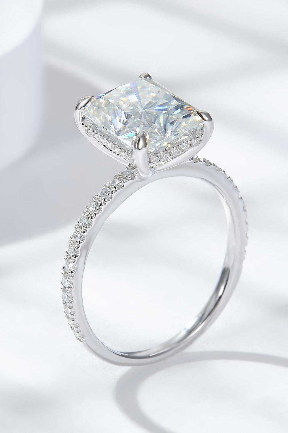 4 Carat Moissanite 4-Prong Side Stone Ring - Flyclothing LLC