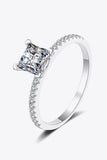 Rhodium-Plated 2 Carat Moissanite Four-Prong Ring - Flyclothing LLC