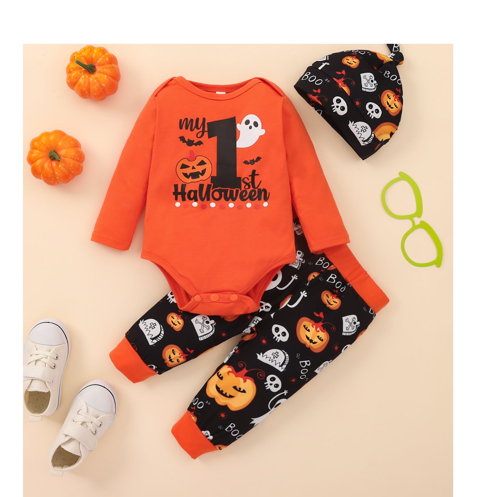 MY FIRST HALLOWEEN Graphic Bodysuit and Printed Long Pants Set - Flyclothing LLC