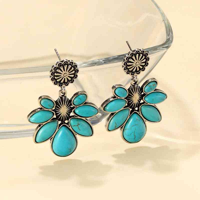 Artificial Turquoise Flower Earrings - Flyclothing LLC