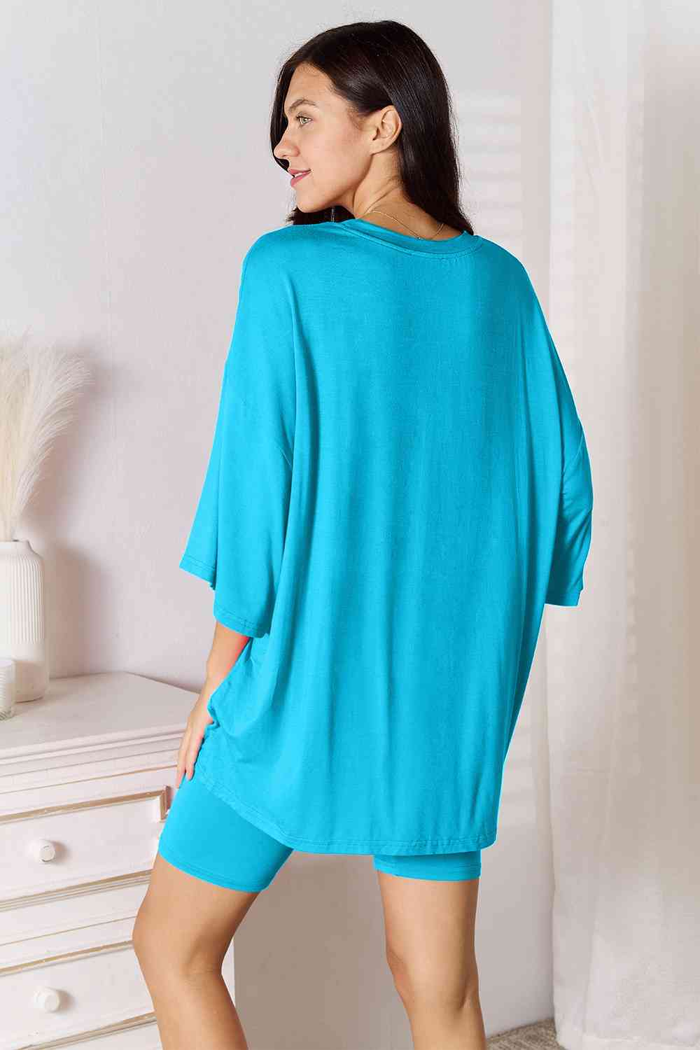 Basic Bae Full Size Soft Rayon Three-Quarter Sleeve Top and Shorts Set - Flyclothing LLC