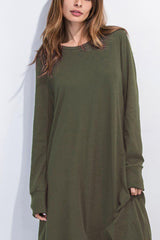 Full Size Round Neck Long Sleeve Sweatshirt Dress - Trendsi