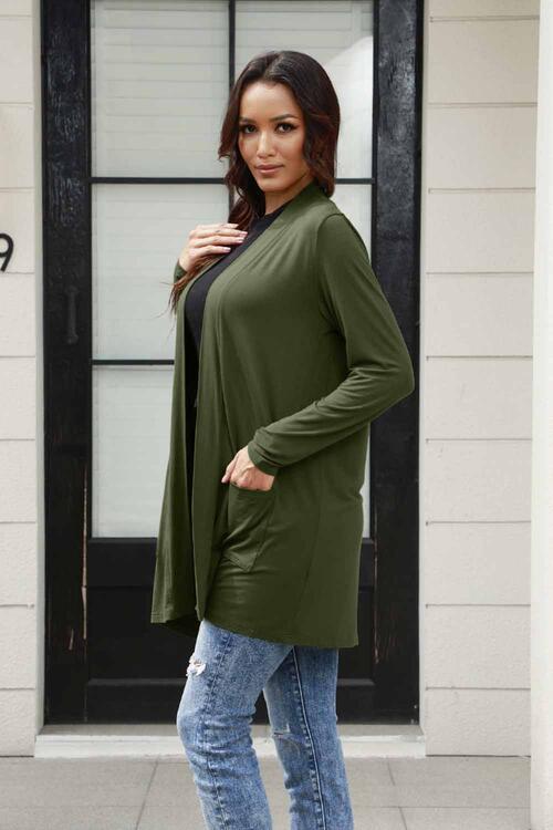 Basic Bae Full Size Open Front Long Sleeve Cardigan with Pockets - Flyclothing LLC