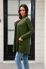 Basic Bae Full Size Open Front Long Sleeve Cardigan with Pockets - Flyclothing LLC