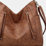 Textured PU Leather Tote Bag - Flyclothing LLC