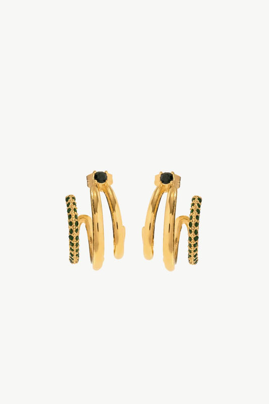 18K Gold Plated Cubic Zirconia Wrap C-Hoop Earrings - Flyclothing LLC