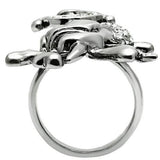 Alamode Ruthenium White Metal Ring with Top Grade Crystal in Clear - Flyclothing LLC