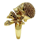 Alamode Gold White Metal Ring with Top Grade Crystal in Smoked Quartz - Flyclothing LLC