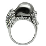 Alamode Rhodium + Ruthenium White Metal Ring with Top Grade Crystal in Aurora Borealis (Rainbow Effect) - Flyclothing LLC