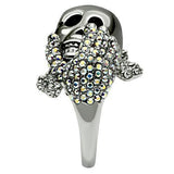 Alamode Rhodium + Ruthenium White Metal Ring with Top Grade Crystal in Aurora Borealis (Rainbow Effect) - Flyclothing LLC