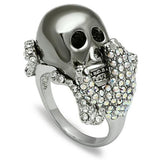 Alamode Rhodium + Ruthenium White Metal Ring with Top Grade Crystal in Aurora Borealis (Rainbow Effect) - Flyclothing LLC