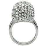 Alamode Rhodium White Metal Ring with Top Grade Crystal in Clear - Flyclothing LLC