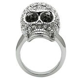 Alamode Rhodium White Metal Ring with Top Grade Crystal in Clear - Flyclothing LLC