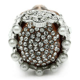 Alamode Special Color White Metal Ring with Synthetic Pearl in White - Flyclothing LLC