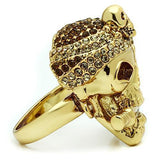 Alamode Gold White Metal Ring with Top Grade Crystal in Smoked Quartz - Flyclothing LLC