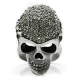 Alamode Antique Silver White Metal Ring with Top Grade Crystal in Black Diamond - Flyclothing LLC