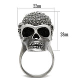 Alamode Antique Silver White Metal Ring with Top Grade Crystal in Black Diamond - Flyclothing LLC