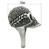 Alamode Antique Silver White Metal Ring with Top Grade Crystal in Black Diamond - Flyclothing LLC