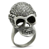 Alamode Antique Silver White Metal Ring with Top Grade Crystal in Black Diamond - Flyclothing LLC