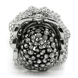 Alamode Matte Rhodium & Rhodium White Metal Ring with Top Grade Crystal in Clear - Flyclothing LLC