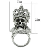 Alamode Matte Rhodium & Rhodium White Metal Ring with Top Grade Crystal in Clear - Flyclothing LLC