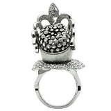 Alamode Matte Rhodium & Rhodium White Metal Ring with Top Grade Crystal in Clear - Flyclothing LLC