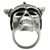 Alamode Antique Silver White Metal Ring with Top Grade Crystal in Black Diamond - Flyclothing LLC