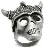 Alamode Antique Silver White Metal Ring with Top Grade Crystal in Black Diamond - Flyclothing LLC