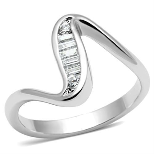 Alamode Rhodium Brass Ring with AAA Grade CZ in Clear - Flyclothing LLC