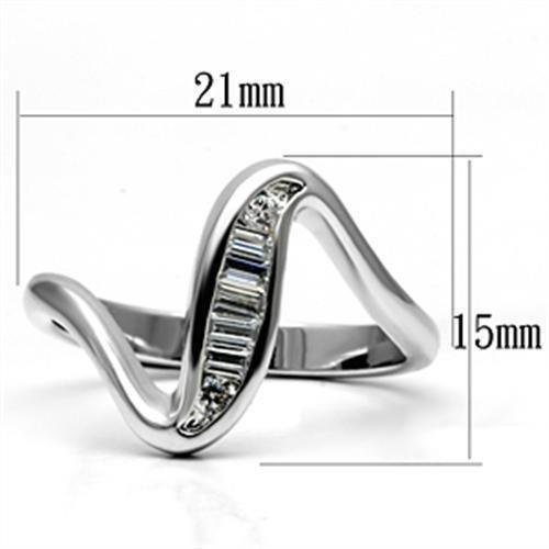 Alamode Rhodium Brass Ring with AAA Grade CZ in Clear - Flyclothing LLC