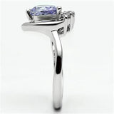 Alamode Rhodium Brass Ring with AAA Grade CZ in Light Amethyst - Flyclothing LLC