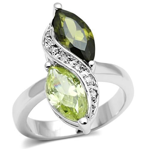 Alamode Rhodium Brass Ring with AAA Grade CZ in Multi Color - Flyclothing LLC