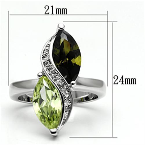 Alamode Rhodium Brass Ring with AAA Grade CZ in Multi Color - Flyclothing LLC