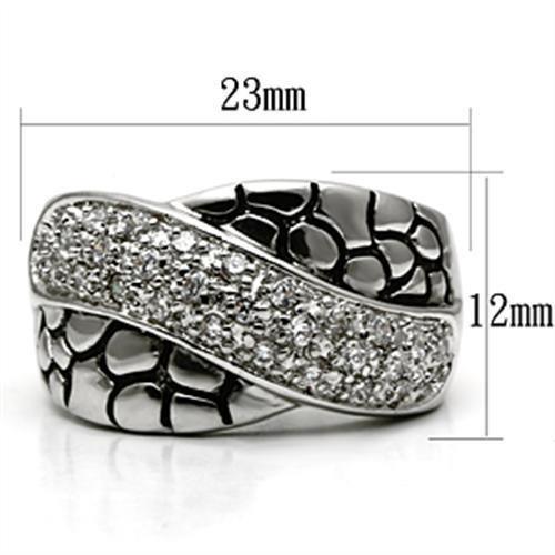 Alamode Rhodium Brass Ring with AAA Grade CZ in Clear - Flyclothing LLC