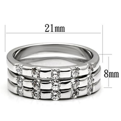 Alamode Rhodium Brass Ring with AAA Grade CZ in Clear - Flyclothing LLC