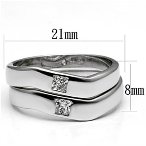 Alamode Rhodium Brass Ring with AAA Grade CZ in Clear - Flyclothing LLC