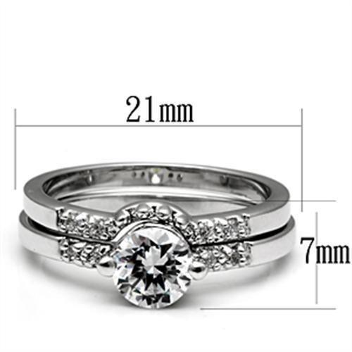 Alamode Rhodium Brass Ring with AAA Grade CZ in Clear - Flyclothing LLC