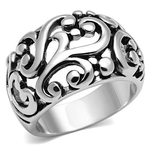 Alamode Rhodium Brass Ring with No Stone - Flyclothing LLC