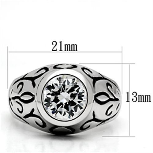 Alamode Rhodium Brass Ring with AAA Grade CZ in Clear - Flyclothing LLC