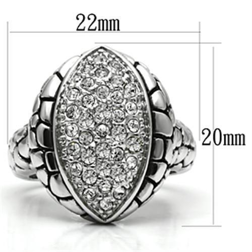 Alamode Rhodium Brass Ring with Top Grade Crystal in Clear - Alamode