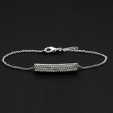 Alamode Rhodium Brass Bracelet with AAA Grade CZ in Clear - Flyclothing LLC