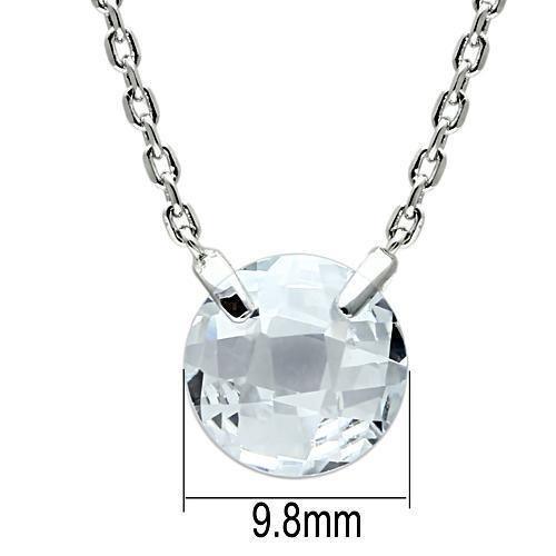 Alamode Rhodium Brass Necklace with AAA Grade CZ in Clear - Flyclothing LLC