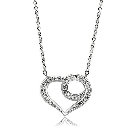 Alamode Rhodium Brass Necklace with AAA Grade CZ in Clear - Flyclothing LLC