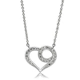 Alamode Rhodium Brass Necklace with AAA Grade CZ in Clear - Flyclothing LLC