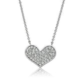 Alamode Rhodium Brass Necklace with AAA Grade CZ in Clear - Flyclothing LLC