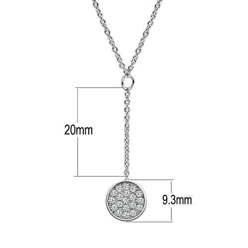 Alamode Rhodium Brass Necklace with AAA Grade CZ in Clear - Flyclothing LLC