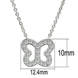 Alamode Rhodium Brass Necklace with AAA Grade CZ in Clear - Flyclothing LLC